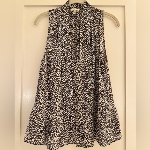 Joie Estero Sleeveless Animal Print Tie Neck Blous - Picture 3 of 5
